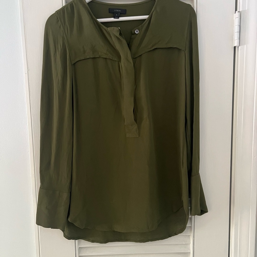 J. Crew Olive Green Long Sleeve Blouse